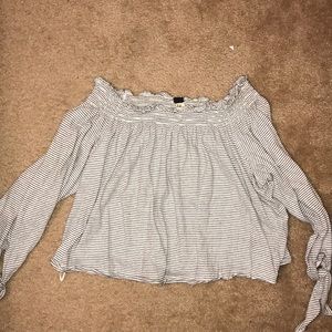 off the shoulder striped blouse